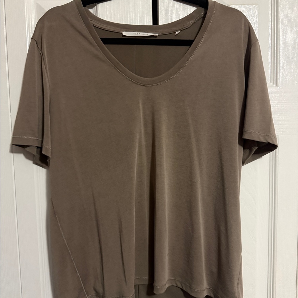 YAYA Women Modal Blend Relaxed Tee | Taupe | Size L